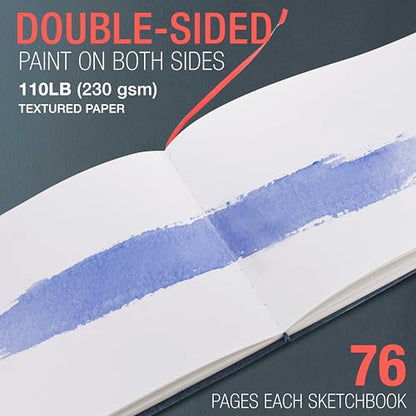U.S. Art Supply 9" x 12" Watercolor Book (2 Pack, 76 Sheets Each) - size: 9-x-12-inch