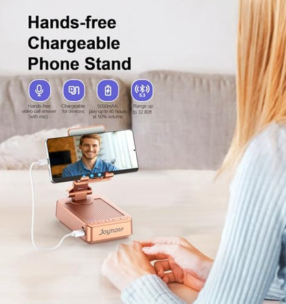 Gifts for Women Girls, Bluetooth Speaker Phone Stand with Charging Function - color: Rose Gold