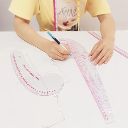 HLZC French Curve Ruler for Pattern Making, 15 Pieces Clear Sewing Ruler Set for Beginners Tailors Designers