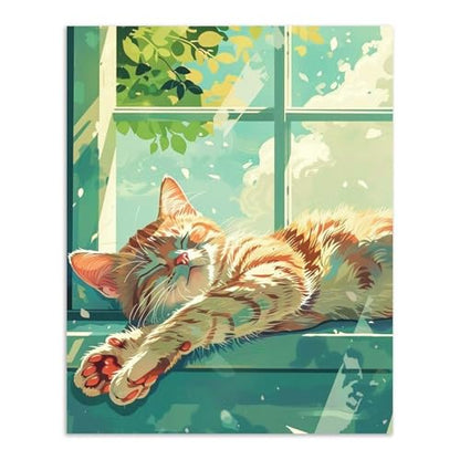 Alptiny Sleeping Cat Paint by Numbers Kit for Adults Beginner, 16x20 Inch - color: Cat