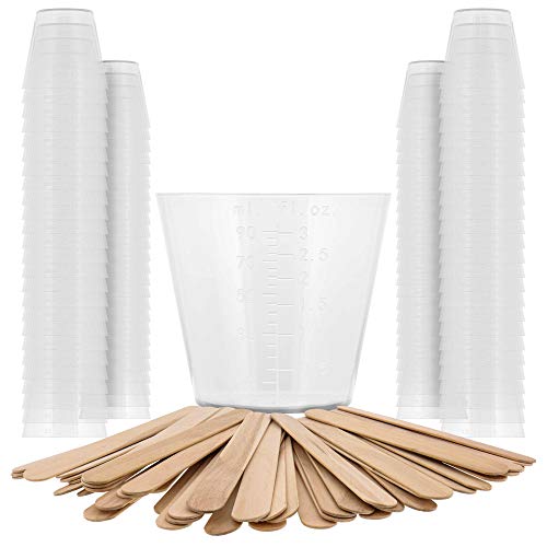 Pouring Masters 3 Oz (90 ml) Liquid Measuring Cups, 100 Pack with 25 Sticks - size: 3-Ounce - Cup