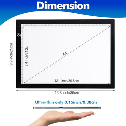 Dorhui A4 Light Pad for Weeding Vinyl, LED Copy Board Light Tracing Box Ultra-Thin Adjustable USB Power for Vinyl Weeding Tools, Silhouettes, Cameos, HTV