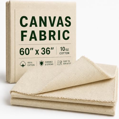 Canvas Fabric, Premium 10oz 100% Cotton Duck Canvas Fabric by The Yard, Canvas Material for Sewing, Upholstery, Tote Bags, Arts & Crafts & DIY Projects, 1 Yard (60 x 36 Inch) - color: Nature-white 10oz, size: 1 Yard（60×36 inchs）