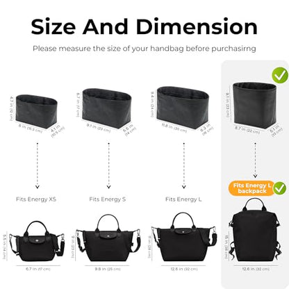 Purse Organizer Compatible with Le-Pliage Energy L Backpack - color: Matte Black, size: Fits Energy L Backpack