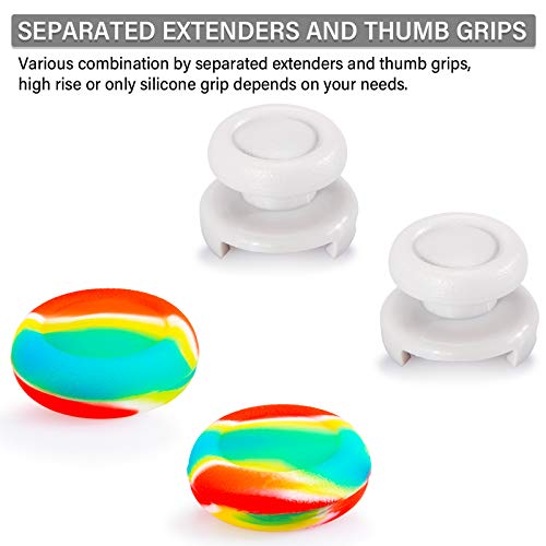 FPS Thumbstick Extender Rubber Silicone Grip Cover 2 Sets for PS5 & PS4 Controller (Rainbow) - color: colorful