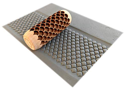SOCWELL LLC Pattern Roller for Clay, Fish Scales, 2 inch(50mm) x 3/4" Diameter Size, Made in USA of fine Maple Wood (SD2219)