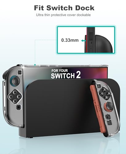 Spican Switch 2 Accessories Bundle 4-in-1, Switch Hard Shell Carrying Case for Switch 2/Switch/OLED, Magnetic Cover for Split-Pad/4XThumb Grips/2XProtectors - size: 4 in 1 Bundle | Embossed
