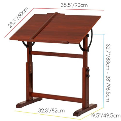 MEEDEN Vintage Wooden Drafting Table: 35.5" x 23.5" Artist Drawing Table - style: Single