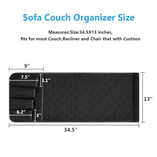 Armchair Caddy for Recliner, Non Slip Sofa Arm Organizer, Black - color: BLACK