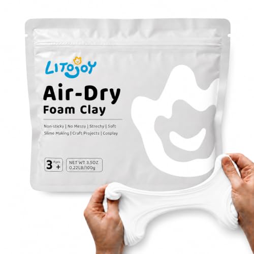 White Air Dry Foam Clay 100g/3.5oz, Soft & Easy to Mold - color: White
