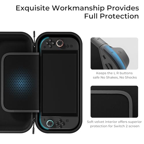 COOWPS for Nintendo Switch 2 Case, Full Protection Portable Travel Case - color: Black
