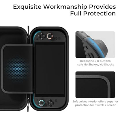 COOWPS for Nintendo Switch 2 Case, Full Protection Portable Travel Case - color: Black