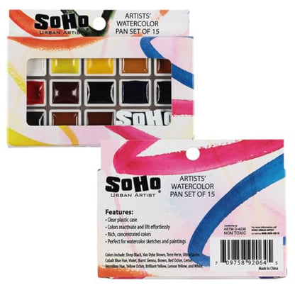 Soho Urban Artist Watercolor Set w/15 Colors