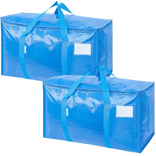 TICONN 2 Pack Extra Large Moving Bags Heavy Duty with Zippers & Carrying Handles, Durable Storage Bags Moving Boxes for Closet Organizers and Storage (2 Pack, Sky Blue) - color: Sky Blue, size: 2 Pack