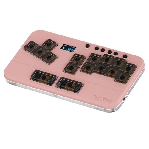 Leverless Arcade Stick Mini Keypad 16Key All-Button Arcade Controller(Pink) - color: Pink