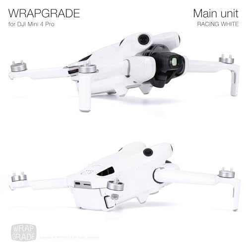 WRAPGRADE Skin Stickers Compatible with DJI Mini 4 Pro | Full Wrap (Racing White) - color: Racing White