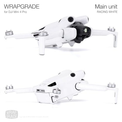 WRAPGRADE Skin Stickers Compatible with DJI Mini 4 Pro | Full Wrap (Racing White) - color: Racing White