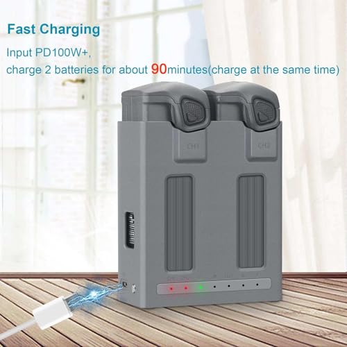 Dual-Port Battery Charging Dock Station with USB-C to USB-C Cable Support Storage & Full Mode Fit for Mavic 4 Pro Drones