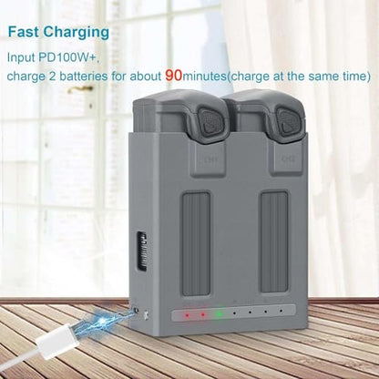 Dual-Port Battery Charging Dock Station with USB-C to USB-C Cable Support Storage & Full Mode Fit for Mavic 4 Pro Drones