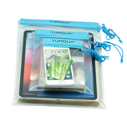 YUMQUA Waterproof Pouch Dry Bags Document Map Holder for Water Sport 3PACK - color: Blue