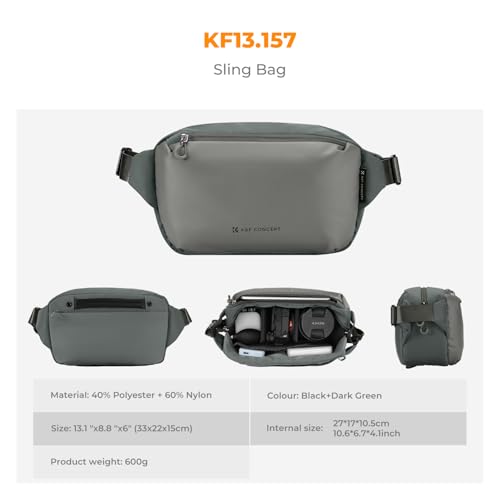 K&F CONCEPT 2 in 1 Camera Sling Bag, Everyday Shoulder Bag - color: 07 Cyan Grey Medium