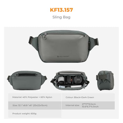 K&F CONCEPT 2 in 1 Camera Sling Bag, Everyday Shoulder Bag - color: 07 Cyan Grey Medium