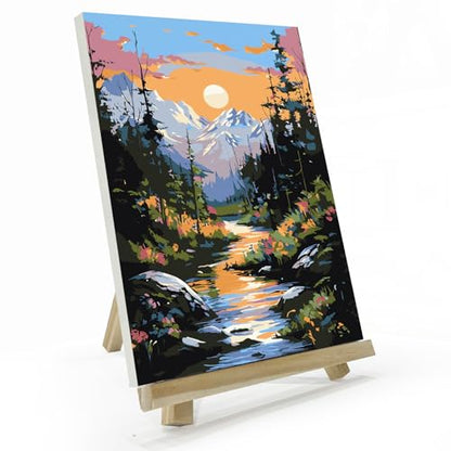 JOOZ Mountain Paint by Number for Adults with Frame, 8x12 Inch - color: Montain Sunset