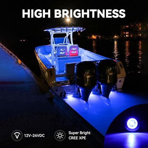 Marine LED Boat Interior Lights, 12V-24V, 4PCS Blue, IP68 - color: BLUE