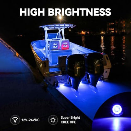 Marine LED Boat Interior Lights, 12V-24V, 4PCS Blue, IP68 - color: BLUE