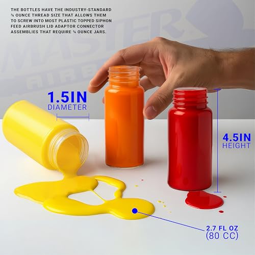 Master Airbrush Pack of 10, TB-009 Empty 3.4 oz (100cc) Plastic Jar Bottles - size: 3.4oz - Plastic - 30°