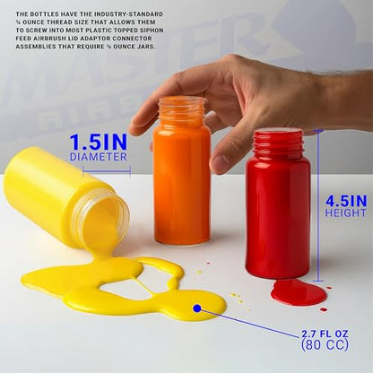 Master Airbrush Pack of 10, TB-009 Empty 3.4 oz (100cc) Plastic Jar Bottles - size: 3.4oz - Plastic - 30°