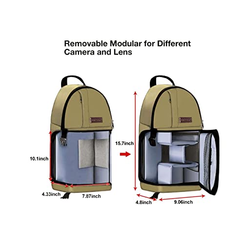MOSISO Camera Sling Bag, Photography Shoulder Bag Compact Camera Backpack - color: Khaki