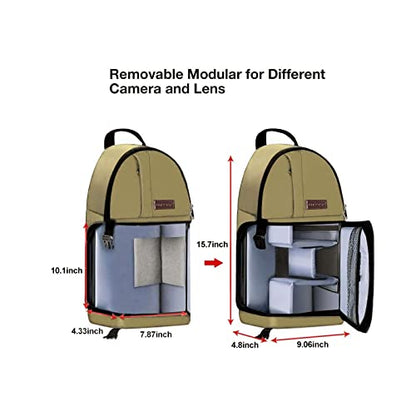 MOSISO Camera Sling Bag, Photography Shoulder Bag Compact Camera Backpack - color: Khaki