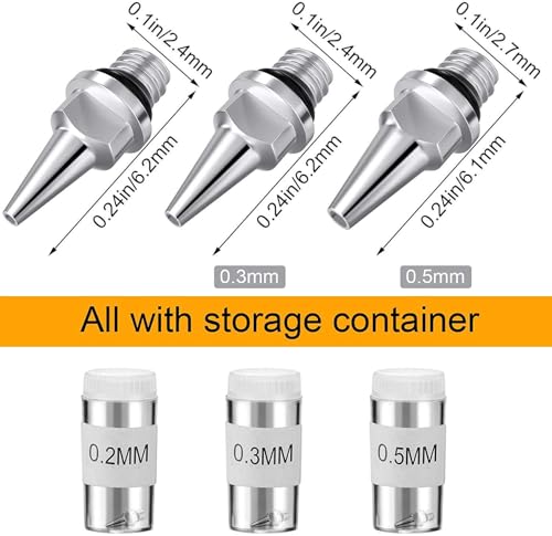 HUBEST 10pc Airbrush Needle Nozzle Kit, 0.2/0.3/0.5mm with Repair Tool - size: KIT1