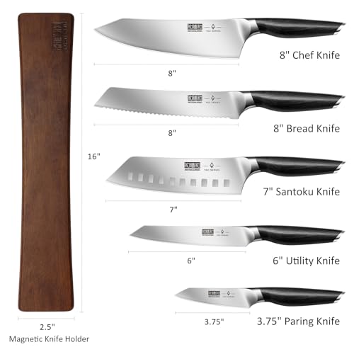 HOSHANHO Knife Set with Magnetic Knife Holder, 6-Piece Kitchen Knife Set - size: 6"