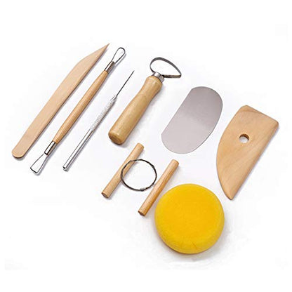 S & E TEACHER'S EDITION 8 Pcs Pottery & Clay Sculpting Tools, Double-Sided, Smooth Wooden Handles. (Pack of 2) - size: 8 PCS (Pack of 2)