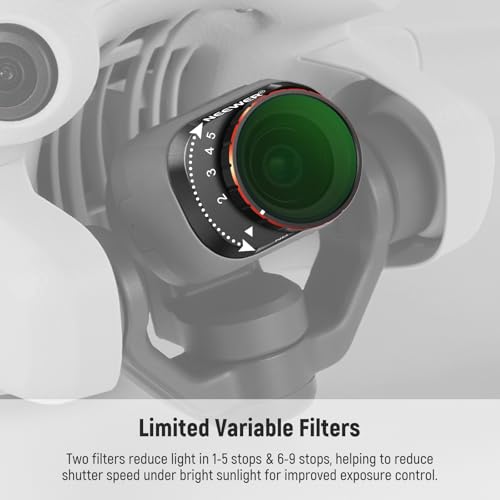 NEEWER Variable ND Filter Set Compatible with DJI Mini 4 Pro, 4 Pack ND2-ND32 (1-5 Stops)/ND64-ND512 (6-9 Stops) Limited VND/CPL/UV Filter, Multi Coated HD Optical Glass/Aluminum Frame - size: Mini 4Pro, style: 4 Pack VND Filter