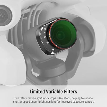 NEEWER Variable ND Filter Set Compatible with DJI Mini 4 Pro, 4 Pack ND2-ND32 (1-5 Stops)/ND64-ND512 (6-9 Stops) Limited VND/CPL/UV Filter, Multi Coated HD Optical Glass/Aluminum Frame - size: Mini 4Pro, style: 4 Pack VND Filter