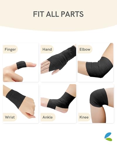 FriCARE Self Adhesive Bandage Wrap, Medical Tape in First Aid Kit, Black - color: Black