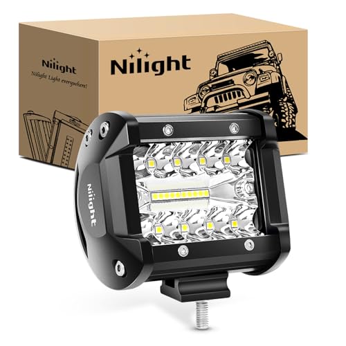Nilight Led Pods 4Inch 60W Flood Spot Combo Off Road Driving Fog Light Bar Work Lighting for Truck Tractor Pickup Boat SUV ATV UTV 4WD Car 4x4 Van Camper Motorcycle Dirt Bike Golf Cart 12V 24V - color: Led Pods 1Pc