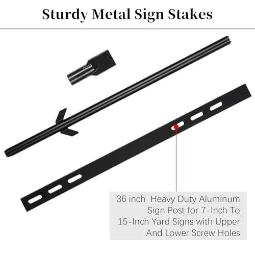 2-Pack 36" Aluminum Yard Sign Stakes, Black Lawn Posts