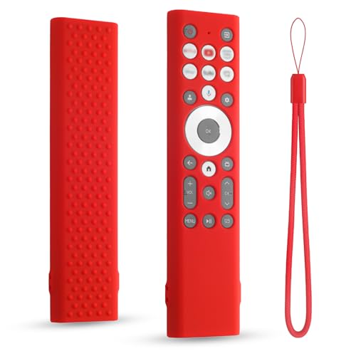 Remote Control Cover for Hisense ERF6G80H, Silicone Case Compatible with Hisense TV Remote ERF6A80, ERF6G80H, ERF6F80H, Shockproof with Lanyard (Red) - color: Red