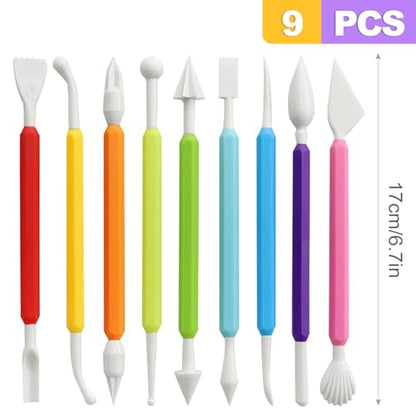 ZeriLion 9 Pcs Clay Sculpting Tools Set for Adults, Double-Ended Pottery Carving and Modeling Tools for Professional Air Dry and Polymer Clay Crafting