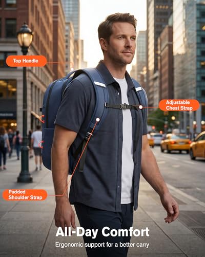 Tolaccea 30L Travel Laptop Backpack TSA Carry-On for Business Trips Commute - color: Navy