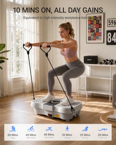 Vibration Plate Exercise Machine Vibrate Platform Full Body Skaking Fitness - color: White