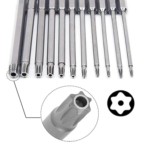 aiyun 11Piece Star Screwdriver Bit Set Shark Vacuum Security (75mm Length) - size: 75mm Length (T6-T40)