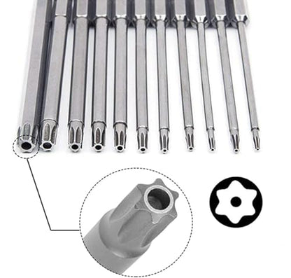 aiyun 12-Piece Security Bits Screwdriver Set Star Driver Bit (50mm) - size: 50mm Length (T5-T40)