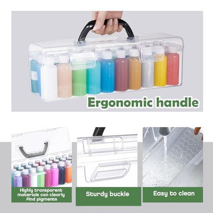 Threehoney 3 Pcs Acrylic Paint Art Organizer Storage Box with Handle, Black - color: Black