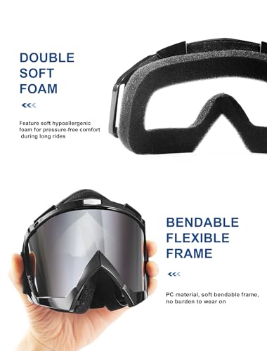 2Pcs Dirt Bike Goggles Motocross Motorcycle ATV MX Riding Goggles - color: Grey+clear