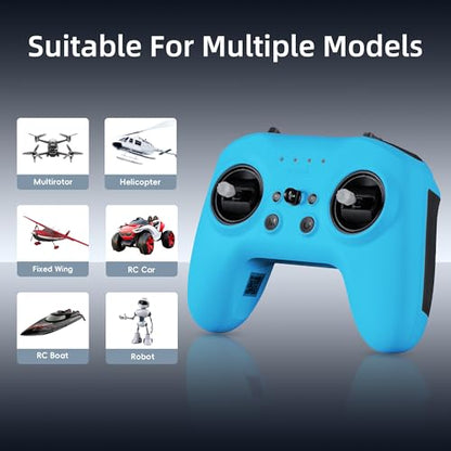 Radiomaster T8L ELRS 2.4GHz Radio Transmitter, 204g Lightweight Screenless Remote Controller with Hall-Effect Gimbals, USB-C Charging & Simulator Compatibility for FPV Drones (Blue) - color: Blue